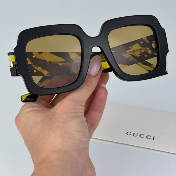 Gucci GG1547S 004 BRAND NEW Sunglasses Black Brown Women Square - Picture 3 of 12